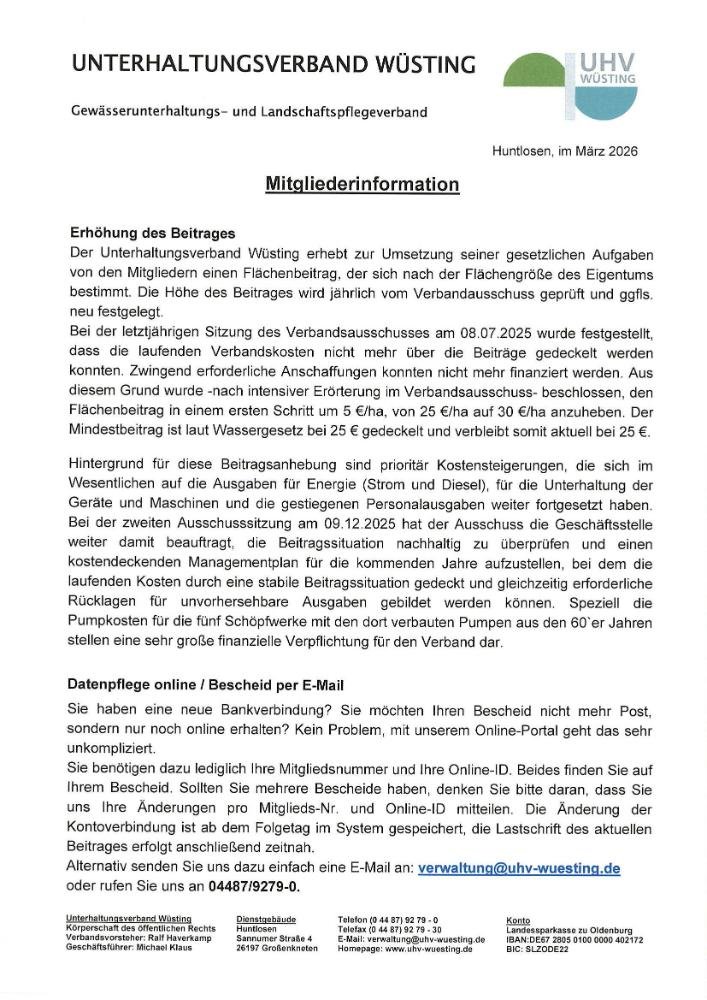 Mitgliederinformation 2026